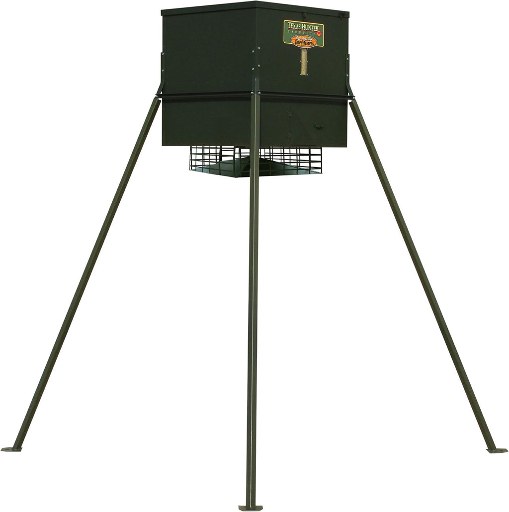 Texas Hunter Wildlife & Deer Feeder w/ 8-Foot Heavy-Duty Extension Legs - 650 lb. Corn Capacity - Model TF650L8 …