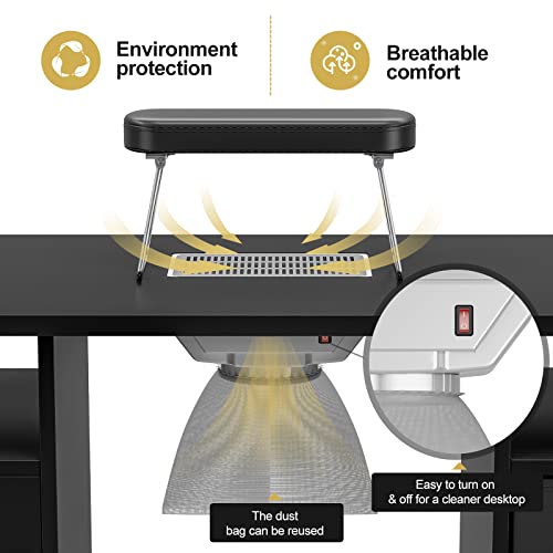 Paddie Manicure Table Nail Desk with Dust Collector, Black X649560