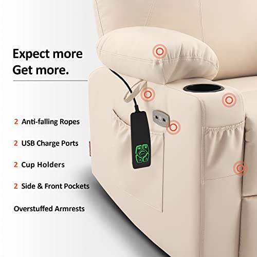 MCombo Dual Motor Power Lift Recliner Chair for Elderly with Heat and Massage, Faux Leather, Black R7957