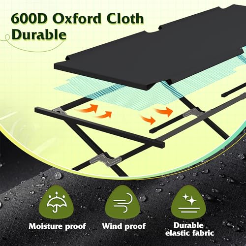 WLIVE Military Camping Cot, Portable Folding Cot with Carry Bag, Supports 300 Lbs, Silver Greige R758042