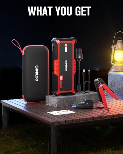 GOOLOO GP4000 4000A Peak Car Battery Jump Starter, Portable 12V Lithium Booster for Gas or Diesel Engines, Red P92977