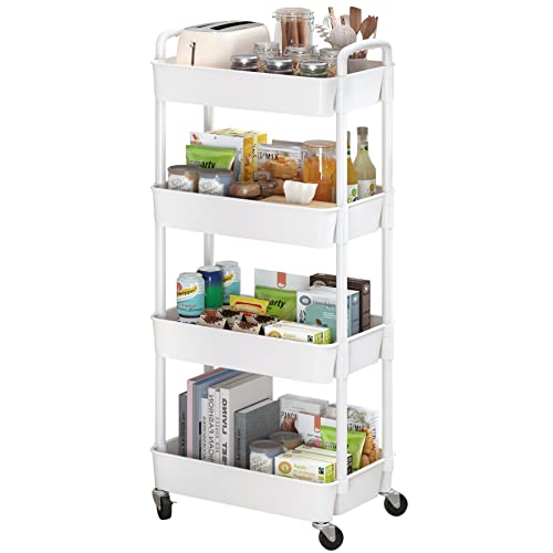 Sywhitta 3-Tier Plastic Rolling Utility Cart with Handle, Black F220270