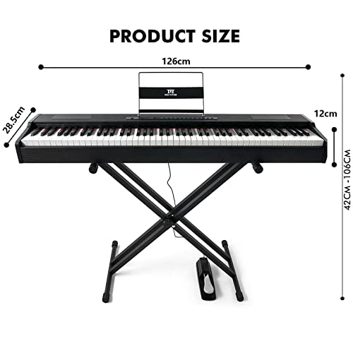 MUSTAR MDP-1200 Digital Piano 88 Key Weighted Hammer Action Keyboard with Stand, Pedal, Case, Black H320