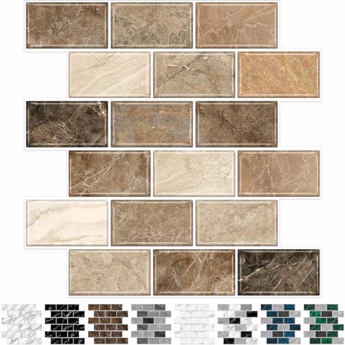 URCOLOR 10-Sheet Peel and Stick Backsplash for Kitchen,12"x12" Self Adhesive Wall Tiles Stick on Back Splashes for Bathroom Gray Marble Look