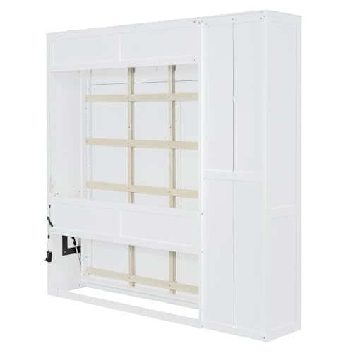 Ball & Cast Murphy Bed Queen Size Wall Chest with Charging Station and Storage Drawer, Gray J8503