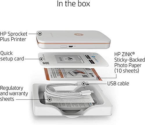 HP Sprocket Portable Color Photo Printer 2x3" Sticky-Backed Paper - Black N661