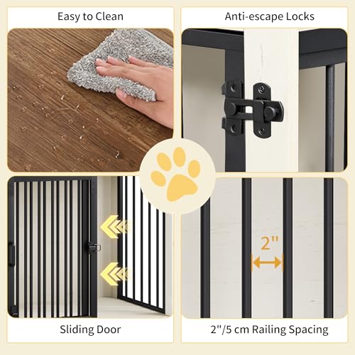 Dog Crate Furniture with Barn Door for Small Medium Dogs, Rustic Brown P911