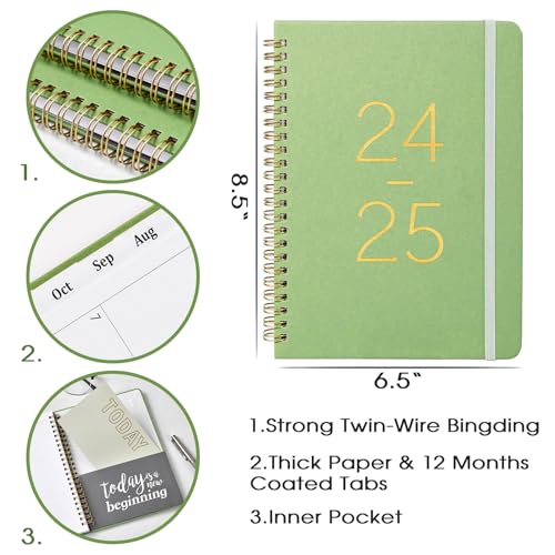 Weekly Monthly Planner 2024-2025, Twin-Wire Binding, 6.4" x 8.5" Y32173