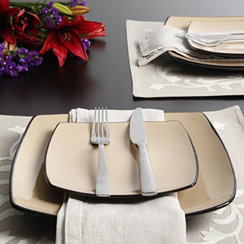 Gibson Elite Soho Lounge Reactive Glaze Stoneware Dinnerware Set, 16pc, Red Z1659