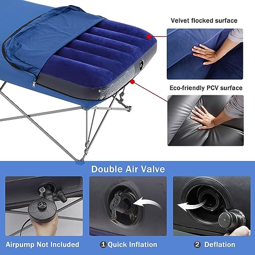 KAMPKEEPER Folding Camping Cot with Inflatable Air Mattress and Carry Bag M949