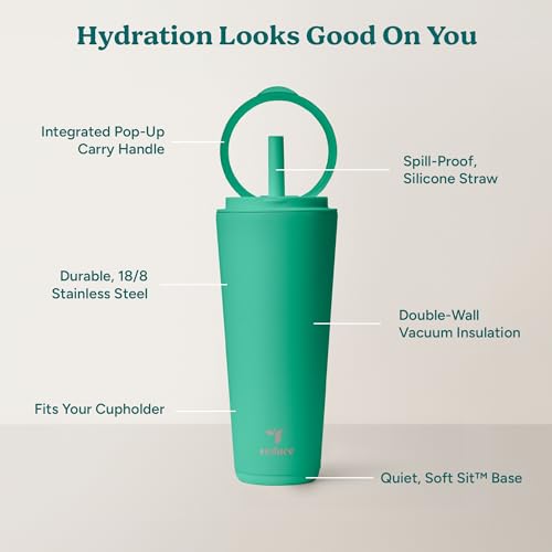 Halo 32 oz Stainless Steel Vacuum Insulated Tumbler with Flip Handle Lid, Lilac Bud H350
