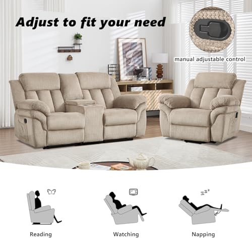 CANMOV 46" Wide Power Lift Recliner Chair for Elderly, with Massage and Heat, Light Brown K346927