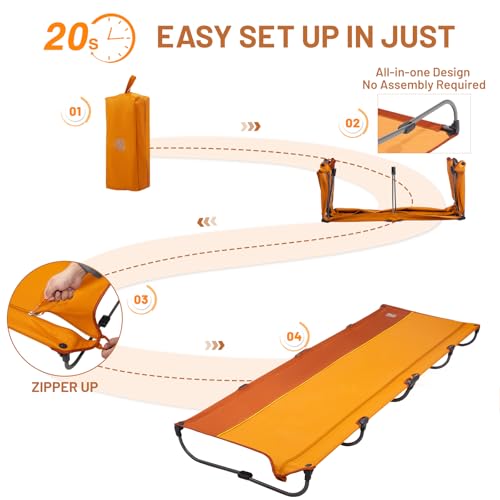TIMBER RIDGE Lightweight Aluminum Camping Cot with Carry Bag, Blue Z494