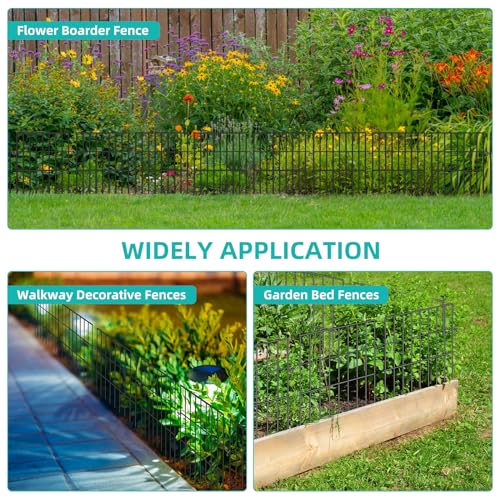 Animal Barrier Fence, 25 Panels, 17in x 27ft, Rustproof Metal Garden Fence G247