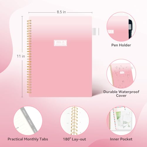 AIMPEAK Monthly Planner 2024-2025, 18-Month, Spiral Binding, Pink L21793