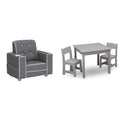 Delta Children Chelsea Kids Upholstered Chair with Cup Holder, Soft Grey & MySize Kids Wood Table and Chair Set (2 Chairs Included)