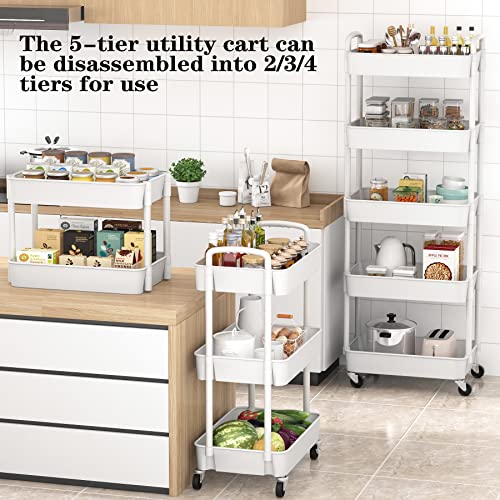 Sywhitta 3-Tier Plastic Rolling Utility Cart with Handle, Black F220270