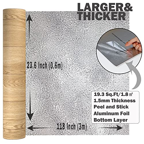 Oxdigi Peel and Stick Vinyl Flooring Roll 23"x393" Waterproof Wood Plank U1250