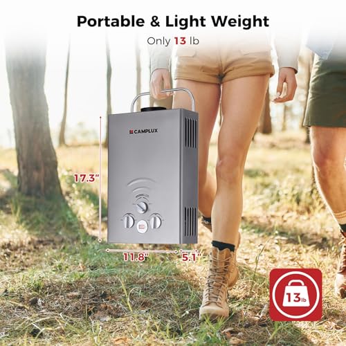 CAMPLUX 2.64 GPM Propane Portable Gas Water Heater, 68,000 BTU, White Y83276