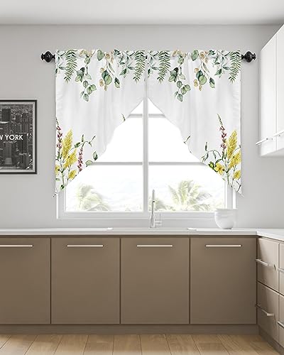 Spring Floral Swag Valances for Windows 2 Panel Set 36x45 K63842