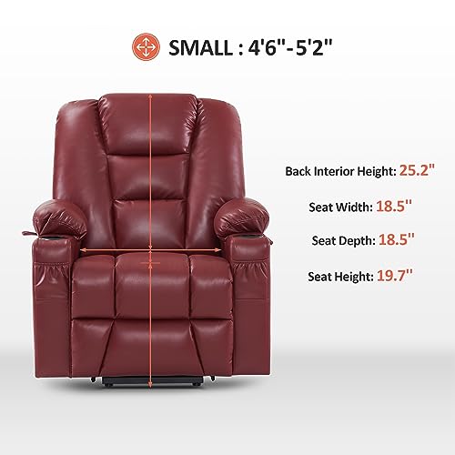MCombo Small Power Lift Recliner Chair with Massage and Heat, Faux Leather, Dark Brown E441