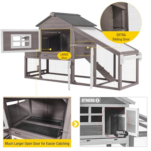 Aivituvin Chicken Coop Outdoor with Wheels, Wooden Hen House with Run T61910