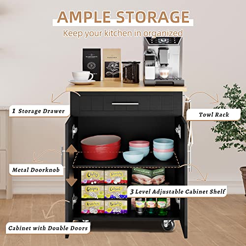 Shintenchi Kitchen Island Cart with Storage on Wheels, White V99091
