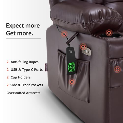 MCombo Dual Motor Power Lift Recliner Chair for Elderly with Heat and Massage, Black E570141