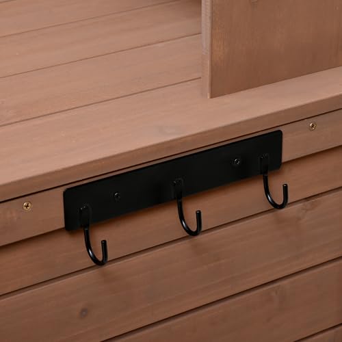 Outdoor Wooden Potting Bench Table with Drawers and Storage Shelves C672480