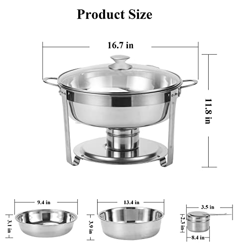 2 Pack Gold 5 Qt Chafing Dish Buffet Set with Glass Lid and Holder K9277