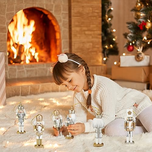 Jetec 10 Pcs Christmas Nutcracker Wooden Hanging Ornaments 5 Inch U816355