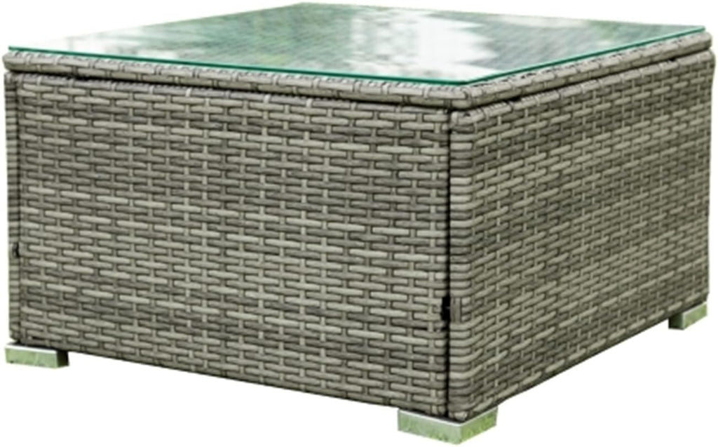 Grey 4-Piece Patio Wicker Rattan Sectional Sofa Set with Storage Box R300209
