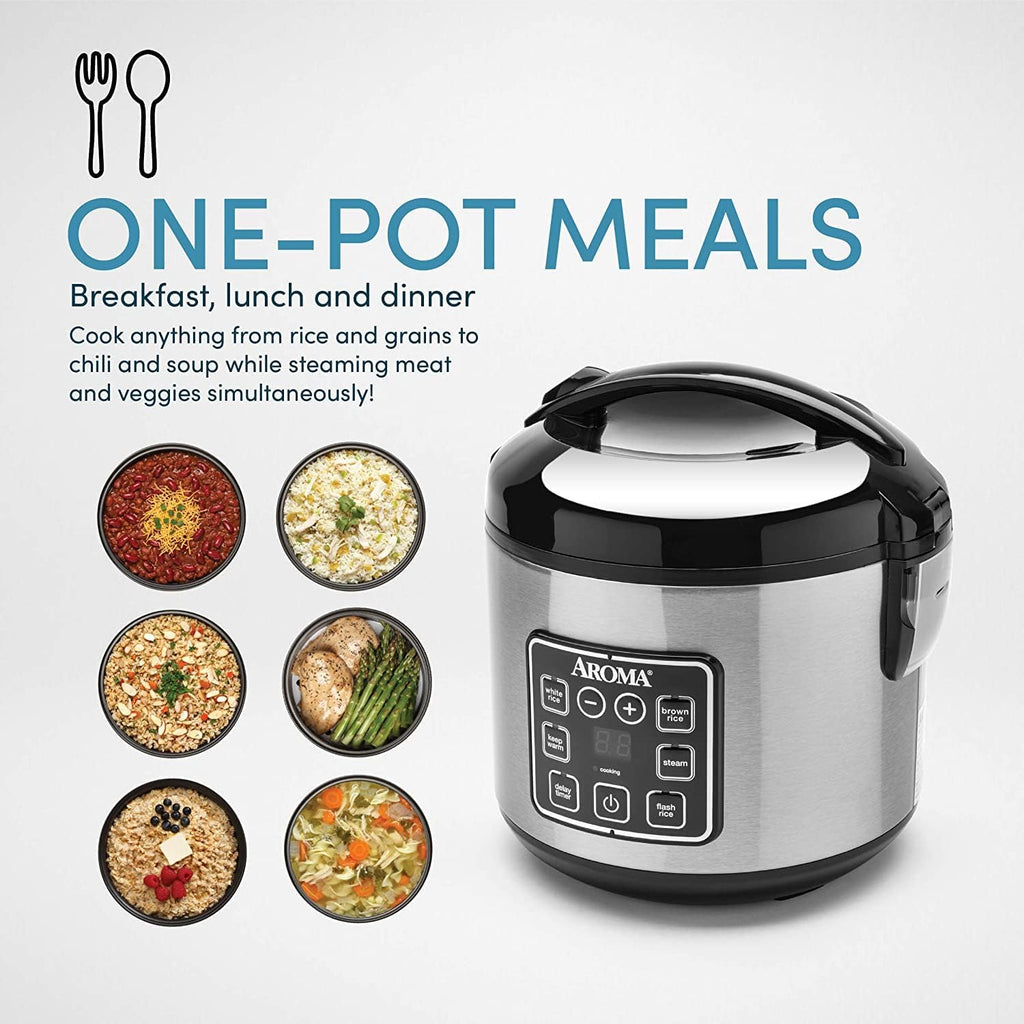 8 Cup Digital Rice Cooker and Food Steamer, Stainless, ARC-914SBD (Renewed) W7959