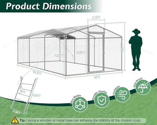 Jocisland Large Walk-in Chicken Coop with Dome Roof and Wire Mesh M784