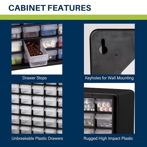 Akro-Mils 24-Drawer Plastic Storage Cabinet, Black I624065