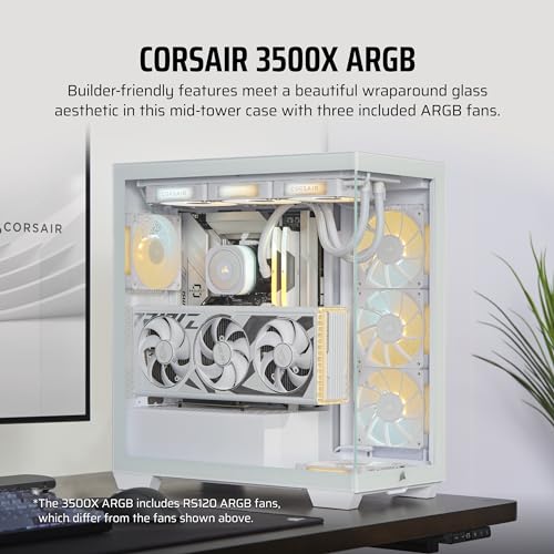 CORSAIR 3500X ARGB Mid-Tower ATX PC Case, Tempered Glass, Black B1970