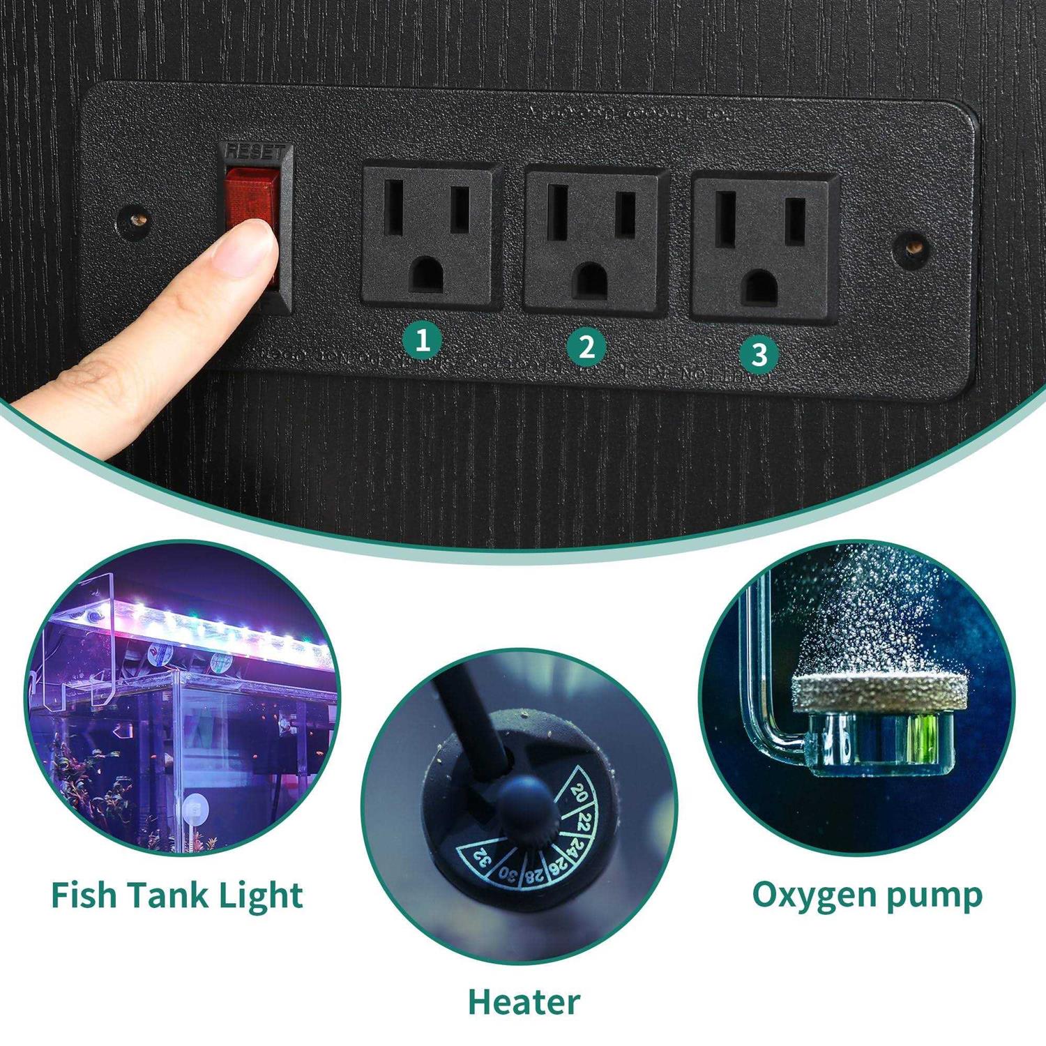 DWVO Heavy Duty Metal Aquarium Stand with Power Outlets Cabinet G19411
