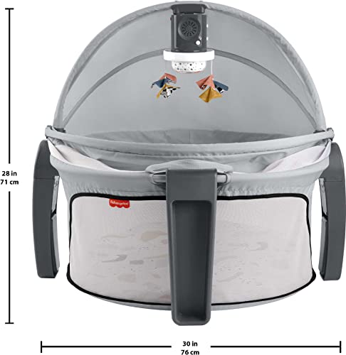 Fisher-Price Portable Baby Bassinet Deluxe On-The-Go Projection Dome with Lights Music & Canopy U962230