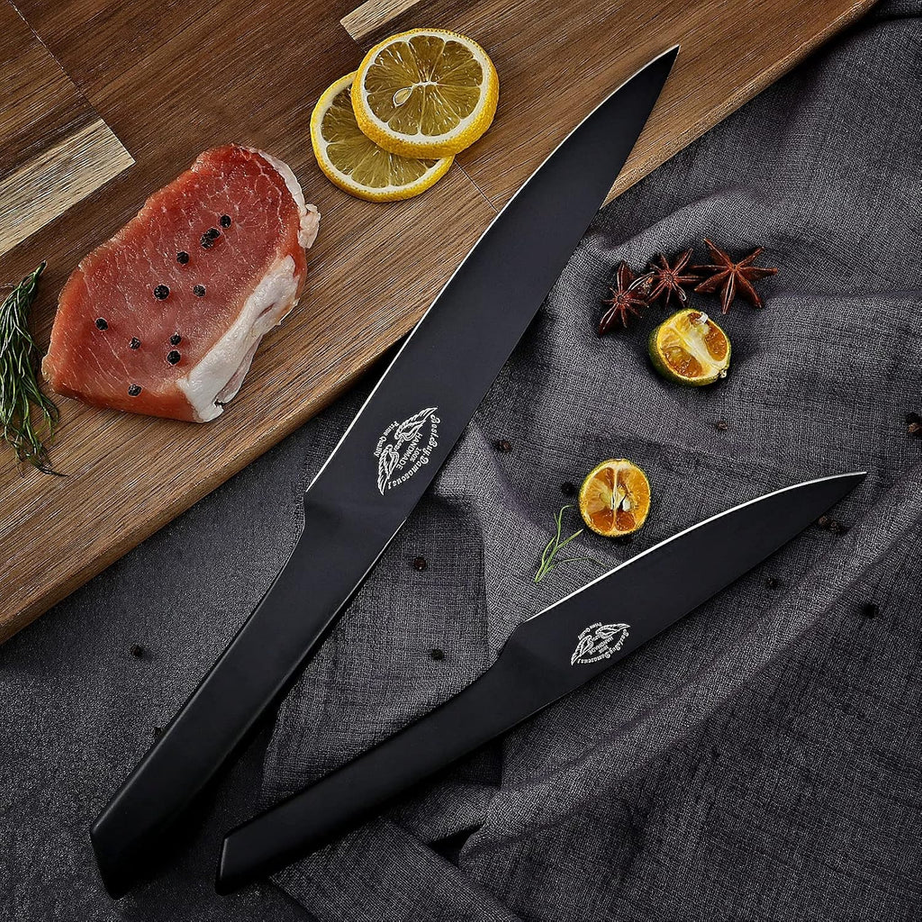 Damascus1 Chef Knife Set with Black Knife Block V9461