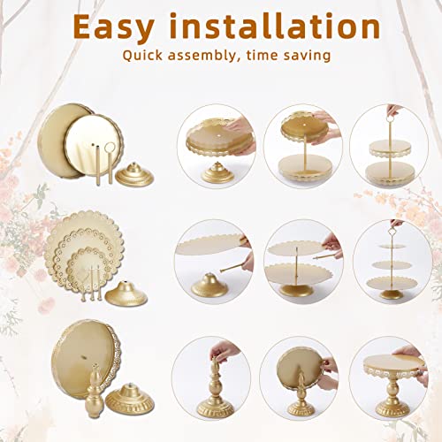 ZUMELER Gold 5Pcs Cake Stands Set Metal Cupcake Holder Dessert Display Tower B9933