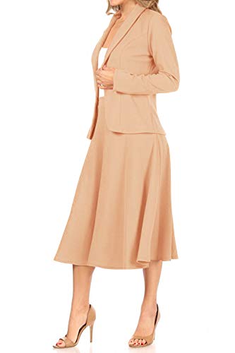Women's Two Piece Long Sleeve Blazer and Midi Skirt Set C6828