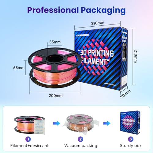 FLASHFORGE Silk PLA 3D Printer Filament 1.75mm 1KG, Multicolored Gradient V83097