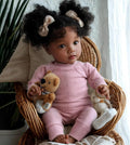 BABESIDE Lifelike Reborn Baby Dolls Daisy Black Girl- 20 Inch Soft Body Realistic-Newborn Baby Dolls Handmade Real Life Baby Dolls with Clothes and Toy Gift for Kids Age