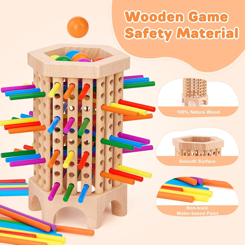 Montessori Board Games for Kids 4-8, 36 Colorful Stick Math Educational Toys Dice Games, Kerplunk Family Game Night M8948