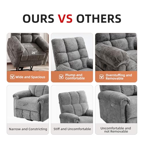 Oversized Power Lift Recliner Chair with Massage and Heat for Elderly, Beige R7985