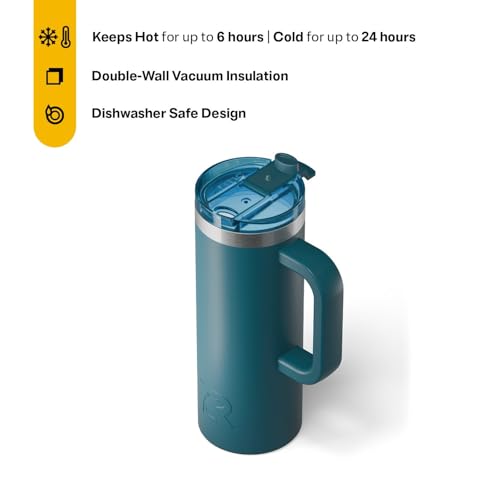 RTIC 20oz Road Trip Travel Mug with Lid and Handle, Insulated Stainless Steel P393441
