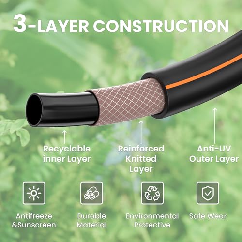 Giraffe Tools Garden Hose 100ft x 5/8", Heavy Duty Flexible Hybrid Hose Q38065