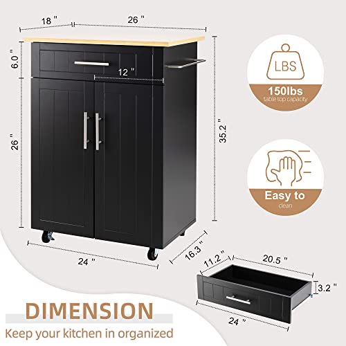 Shintenchi Kitchen Island Cart with Storage on Wheels, White V99091