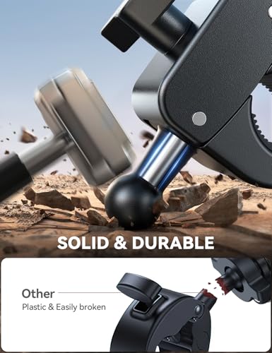 JOYROOM Motorcycle Phone Mount Holder with Dual Vibration Dampener, Metal Handlebar Clamp for 4.7-7" Phones U366721