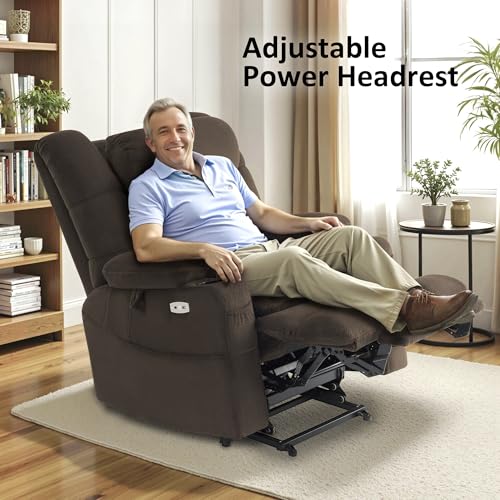 MCombo Large Triple Motor Power Lift Recliner Chair with Massage and Dual Heating, Grey D316